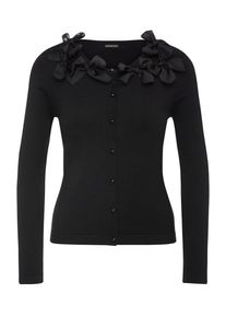 Apart, Damen Strickjacke im Ausschnitt mit Chiffon Schleifen verziert, Schwarz