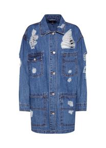 Missguided, Damen Jacke 'DISTRESSED LONGLINE', Blue Denim