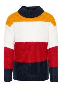 name it, M&auml;dchen Strickpullover, Navy / Orange / Rot / Wei&szlig;