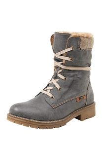 Rieker, Damen Gefütterter Schürstiefel mit Filzaufsatz am Schaft, Grau