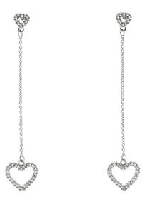 sweet deluxe, Damen Ohrstecker 'Crystal Heart long', Silber