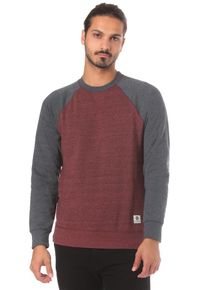 Element, Herren Sweatshirt 'Meridian Block Crew', Dunkelgrau / Rotmeliert