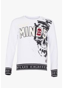 PLUS EIGHTEEN, Herren Sweatshirt, Schwarz / Wei&szlig;