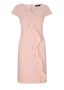 s.Oliver BLACK LABEL, Damen Cr&ecirc;pe-Kleid mit Volantbesatz, Puder