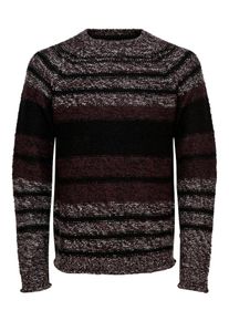 Only & Sons Only & Sons, Herren Strickpullover, Burgunder / Schwarz / Wei&szlig;