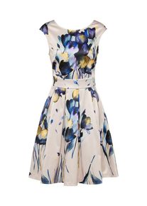 Cartoon, Damen Cocktailkleid, Blau / Ultramarinblau / Gelb / Puder