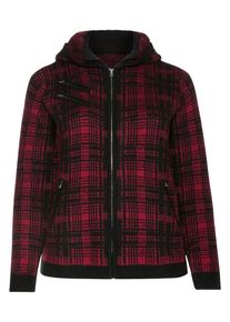 sheego Casual, Damen Cardigan, Bordeaux / Schwarz