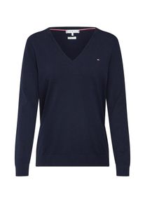 Tommy Hilfiger, Damen Pullover 'HERITAGE V-NK SWEATER', Dunkelblau