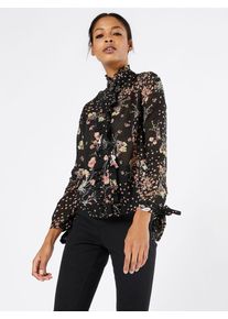 boohoo, Damen Bluse mit Blu-Print, Rosa / Schwarz