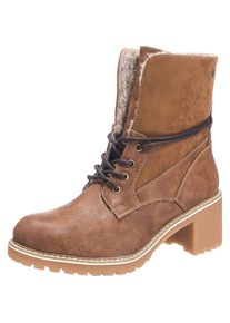 Tom Tailor, Damen Schnürstiefelette mit Blockabsatz, Hellbraun