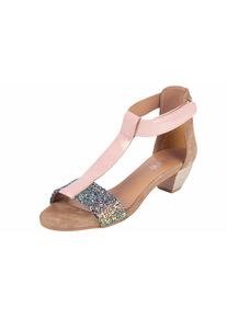Heine, Damen Sandalette mit Glitter, Hellbraun / Mischfarben / Rosa