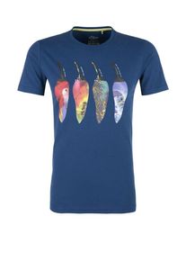 s.Oliver RED LABEL, Herren T-Shirt, Blau / Dunkelblau / Gelb / Jade / Rot