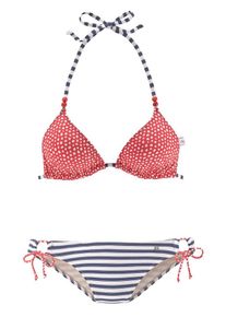 s.Oliver RED LABEL, Damen Triangel-Bikini, Marine / Cranberry / Weiß