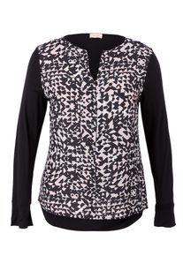 TRIANGLE, Damen Blusenshirt mit Seiden-Front, Rosa / Schwarz
