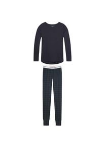 Tommy Hilfiger, Damen Schlafanzug »Cotton set ls iconic fashion«, Navy / Dunkelgrün