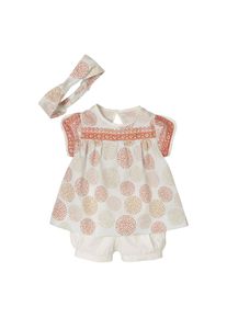 Vertbaudet, Mädchen Baby Set Kurzarmbluse + Shorts + Haarband, Rosa / Wollweiß