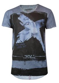 Trueprodigy, Herren T-Shirt 'Girl & Beer', Taubenblau / Schwarz
