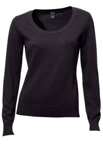 Heine, Damen Rundhals-Pullover, Schwarz