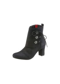 Hirschkogel, Damen Trachtenstiefelette mit Metall&ouml;sen, Schwarz