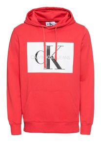 Calvin Klein Jeans, Herren Kapuzenpullover 'MONOGRAM BOX LOGO HOODIE', Rot / Schwarz / Wei&szlig;