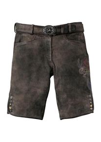 Country Line, Damen Trachtenlederhose kurz im Used Look, Grau