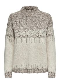 Only, Damen Pullover, Hellgelb / Schlammfarben / Weiß