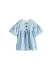 Mango Kids, Mädchen Kleid 'Fly', Hellblau / Gelb / Jade / Weiß