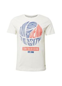 Tom Tailor Denim, Herren T-Shirt, Blau / Hellrot / Weiß