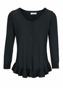 Heine, Damen Cardigan mit Volant, Schwarz