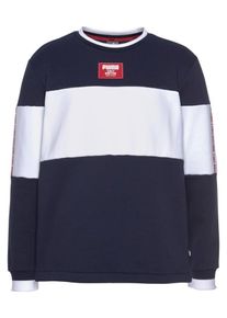 Puma, Herren Sweatshirt 'REBEL BLOCK CREW FL', Marine / Wei&szlig;