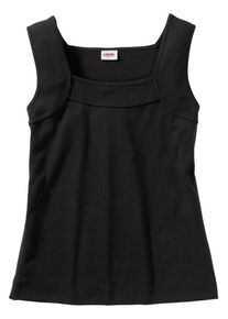 sheego Casual, Damen Top mit Karee-Ausschnitt, Schwarz