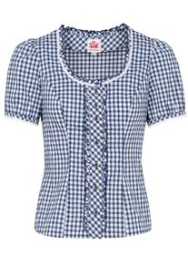 Spieth & Wensky SPIETH & WENSKY, Damen Karobluse 'Genf', Dunkelblau / Wei&szlig;