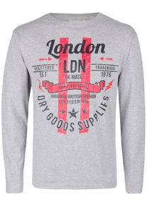 Soulstar, Herren Longsleeve, Grau / Hellrot