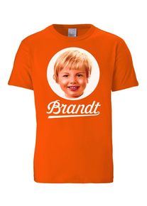 logoshirt, Herren T-Shirt "Brandt Zwieback", Dunkelorange / Weiß