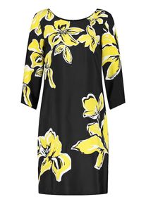 Gerry Weber, Damen Gewebe Kleid mit opulenten Blüten, Gelb / Schwarz / Weiß