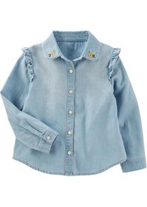 Oshkosh, Mädchen Bluse, Blue Denim / Neongelb / Weiß
