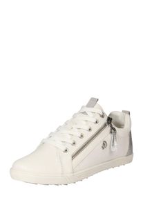 s.Oliver RED LABEL, Damen Sneaker in leichter Schimmer-Optik, Silber / Wei&szlig;