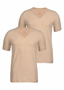 Schiesser, Herren T-Shirt mit V-Neck (2 Stück), Beige