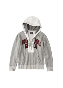 Abercrombie & Fitch Abercrombie & Fitch, Herren Sweatjacke 'DECONSTRUCT', Grau / Rot