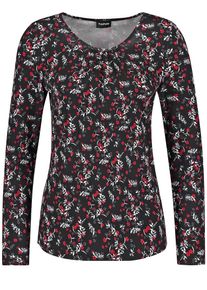 Taifun, Damen Longsleeve, Rot / Schwarz / Weiß