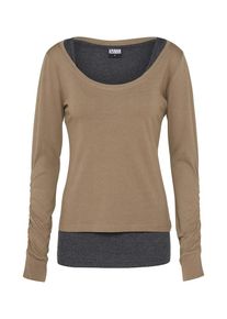 Urban Classics, Damen Langarmshirt 'Two-Colored', Ecru / Graphit