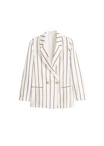 Mango, Damen Blazer 'Braid-n', Schwarz / Weiß