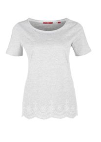 s.Oliver RED LABEL, Damen T-Shirt, Graumeliert / Weiß