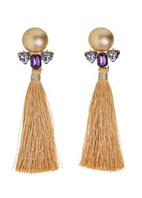 Hallhuber, Damen Steckohrringe, Gold / Aubergine