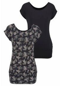 Lascana, Damen Shirt, Rauchgrau / Schwarz
