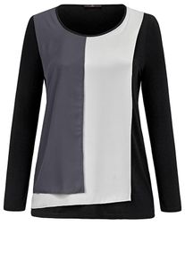 Emilia Lay, Damen Shirt, Graumeliert / Schwarz / Weiß
