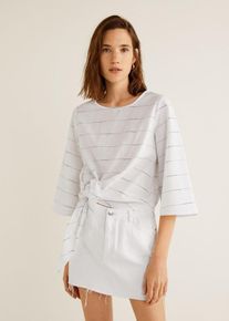 Mango, Damen Bluse 'Pug-h', Dunkelgrau / Weiß