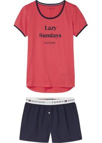 Tommy Hilfiger, Damen Schlafanzug, Nachtblau / Pastellrot