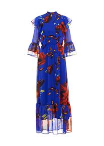 Y.A.S, Damen Maxikleid, Neonblau / Blaumeliert / Gelb / Rot / Rotviolett