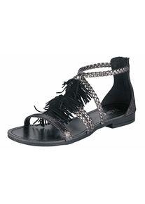 Heine, Damen Sandalette mit Fransen, Anthrazit